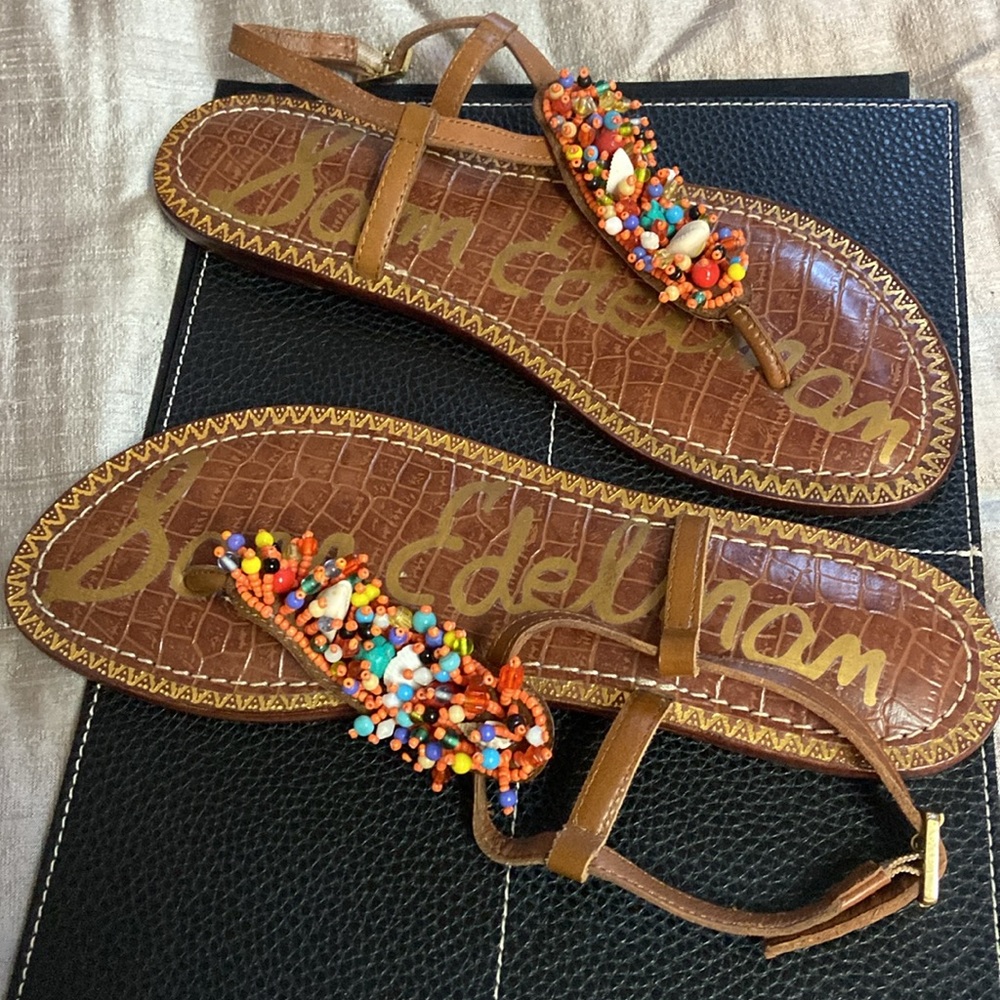 Sam Edelman Women’s Size 8.5 Colorful Beaded Sandals - Picture 2 of 6